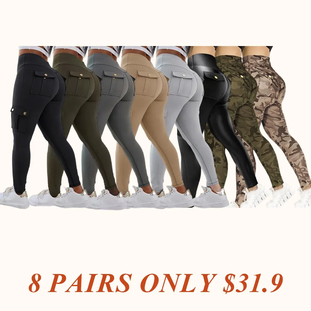 Womens Butt Lifting Leggings with Flap Pockets High