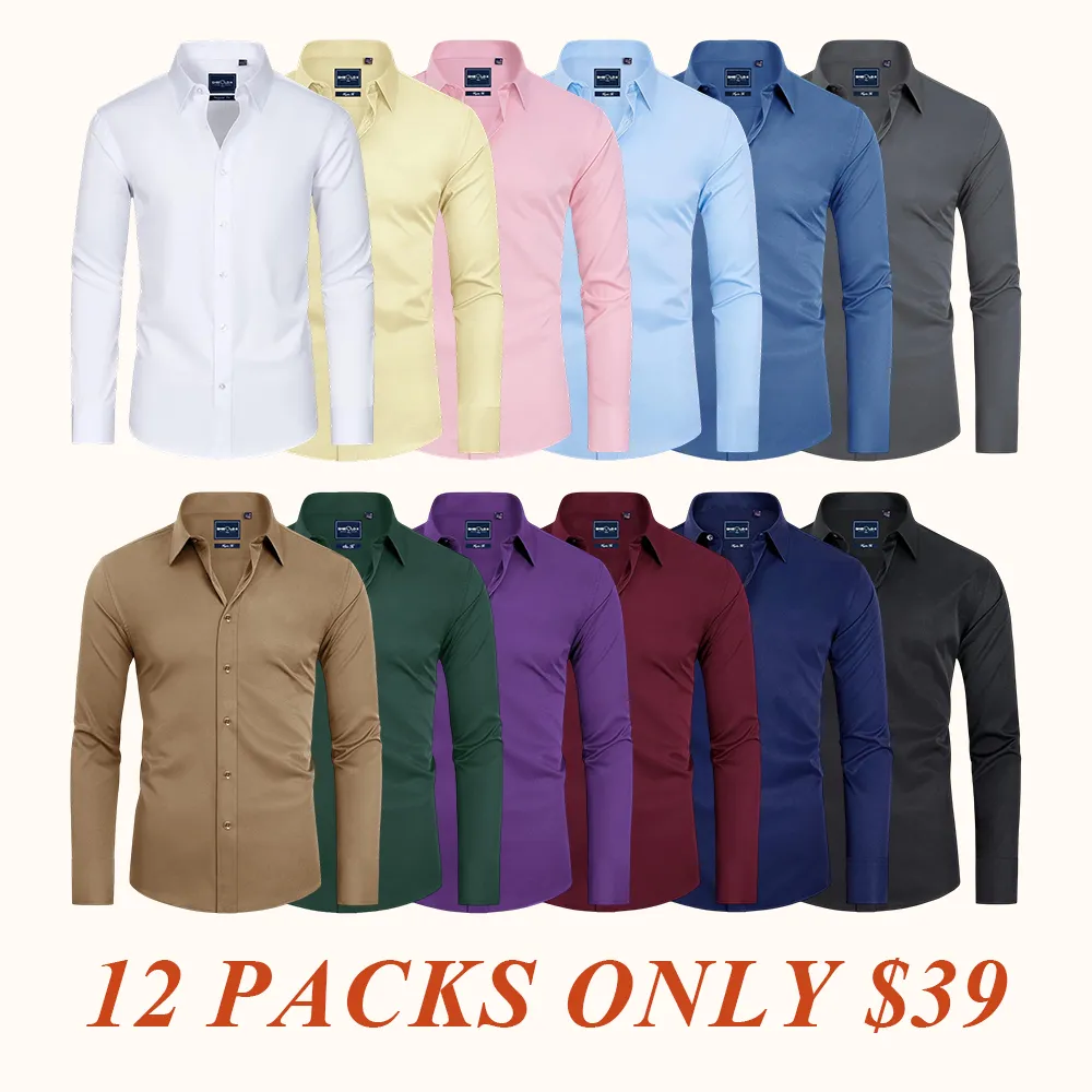 Stain Sheild Dress Shirts for Men Slim Fit Mens Dress Shirts Long Sleeve Button Down Shirt Men Shirts