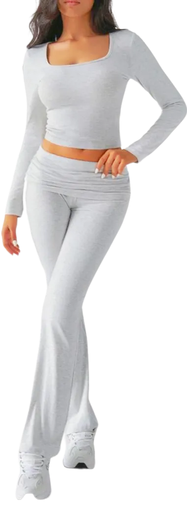 Women's Neck Crop Top & Flare Pants Sets (Just $3 a set!)