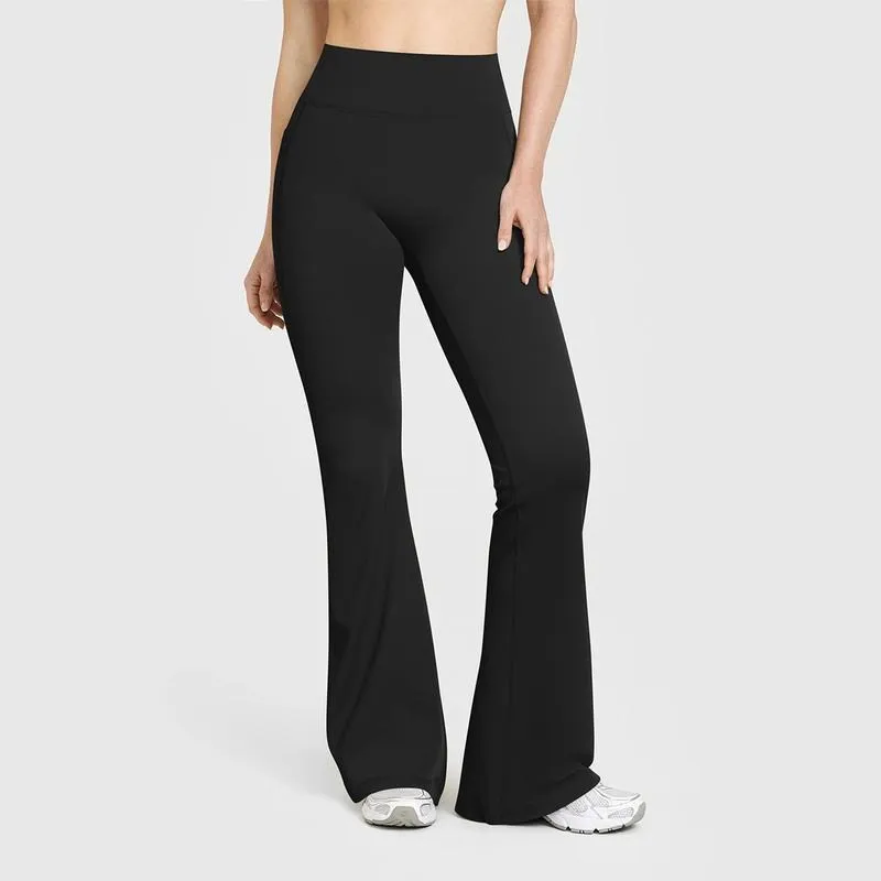 Women Workout Flare High Waist Butt Lifting Casual Soft Leg Flared Bottoms with Pockets