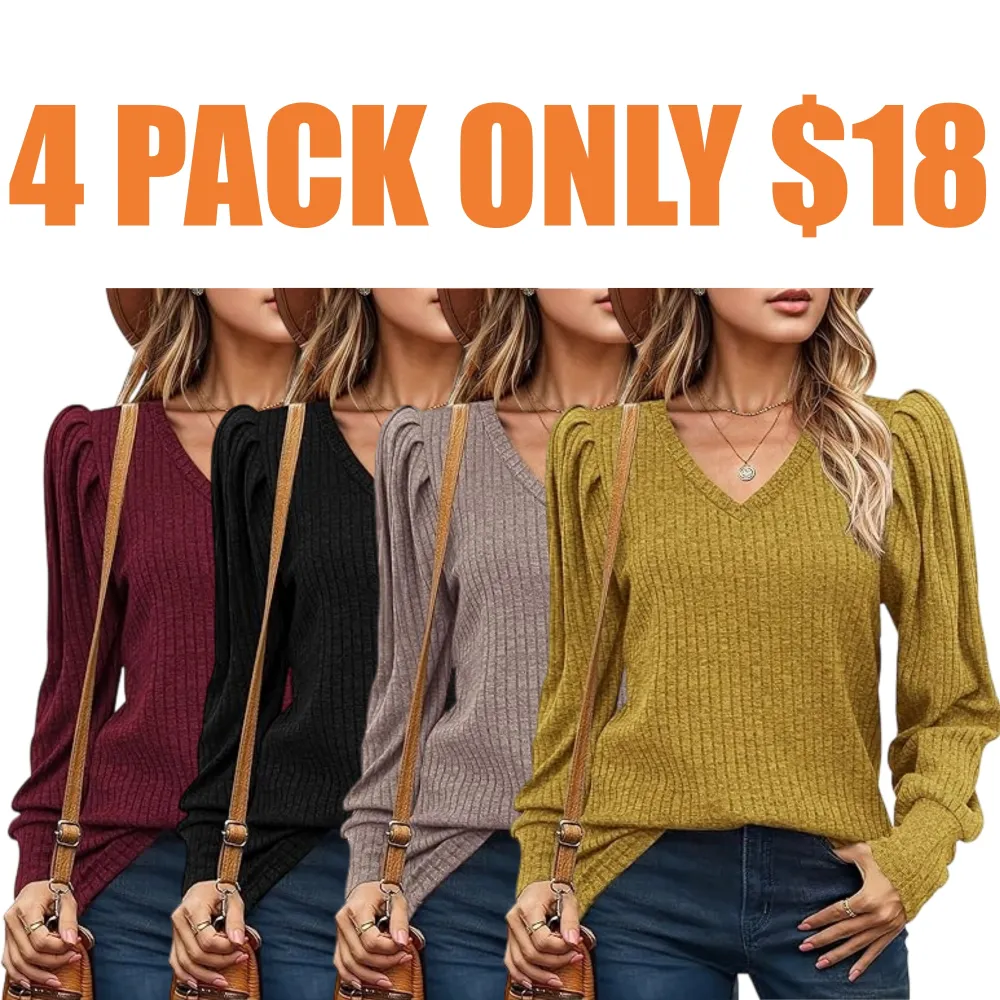 Women's Knit Shirt Soft Puff Long Sleeve