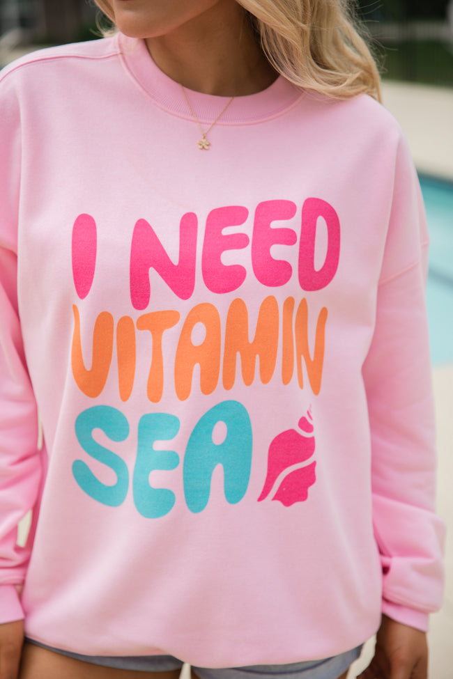 I Need Vitamin Sea Light Pink Graphic Sweatshirt