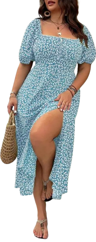 Ditsy Floral / All Over Print Split Thigh Dress (Less than $3 each!)