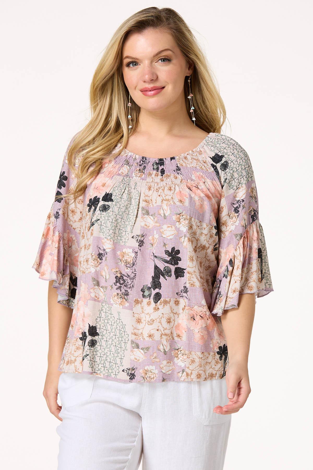 Smocked Petal Patchwork Top