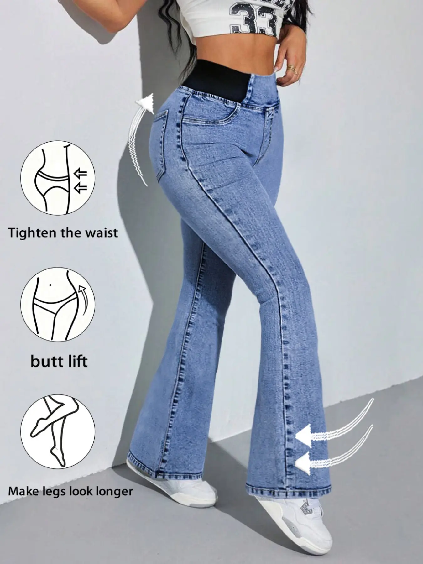 High-Waisted Stretch Flare Jeans