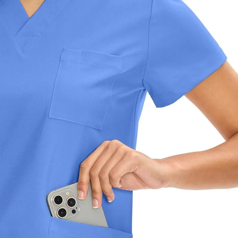 Scrubs for Women DawnDusk Set Medical Uniform - V-Neck Top & Straight Leg Pants with 9 Pockets