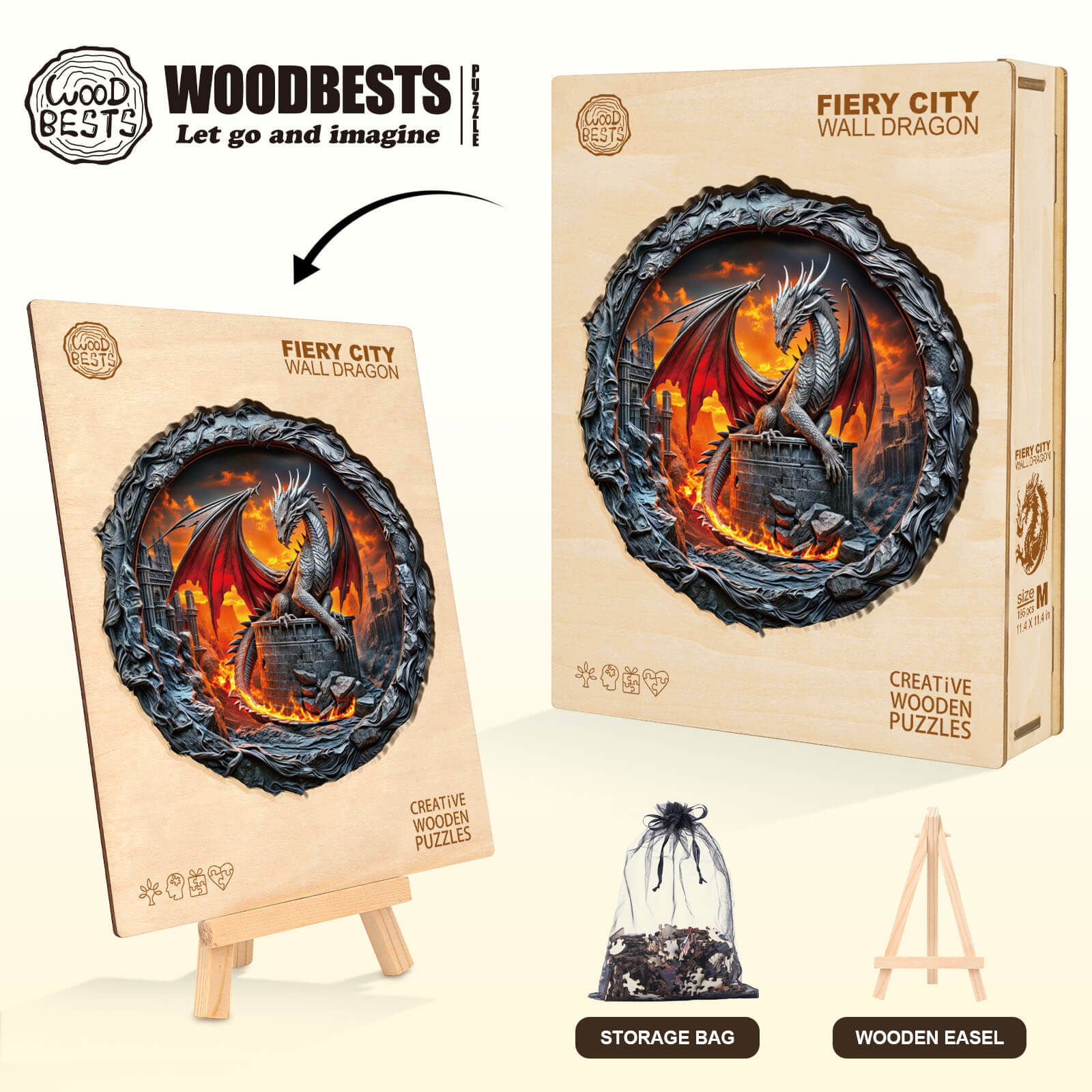 Fiery City Wall Dragon Wooden Jigsaw Puzzle