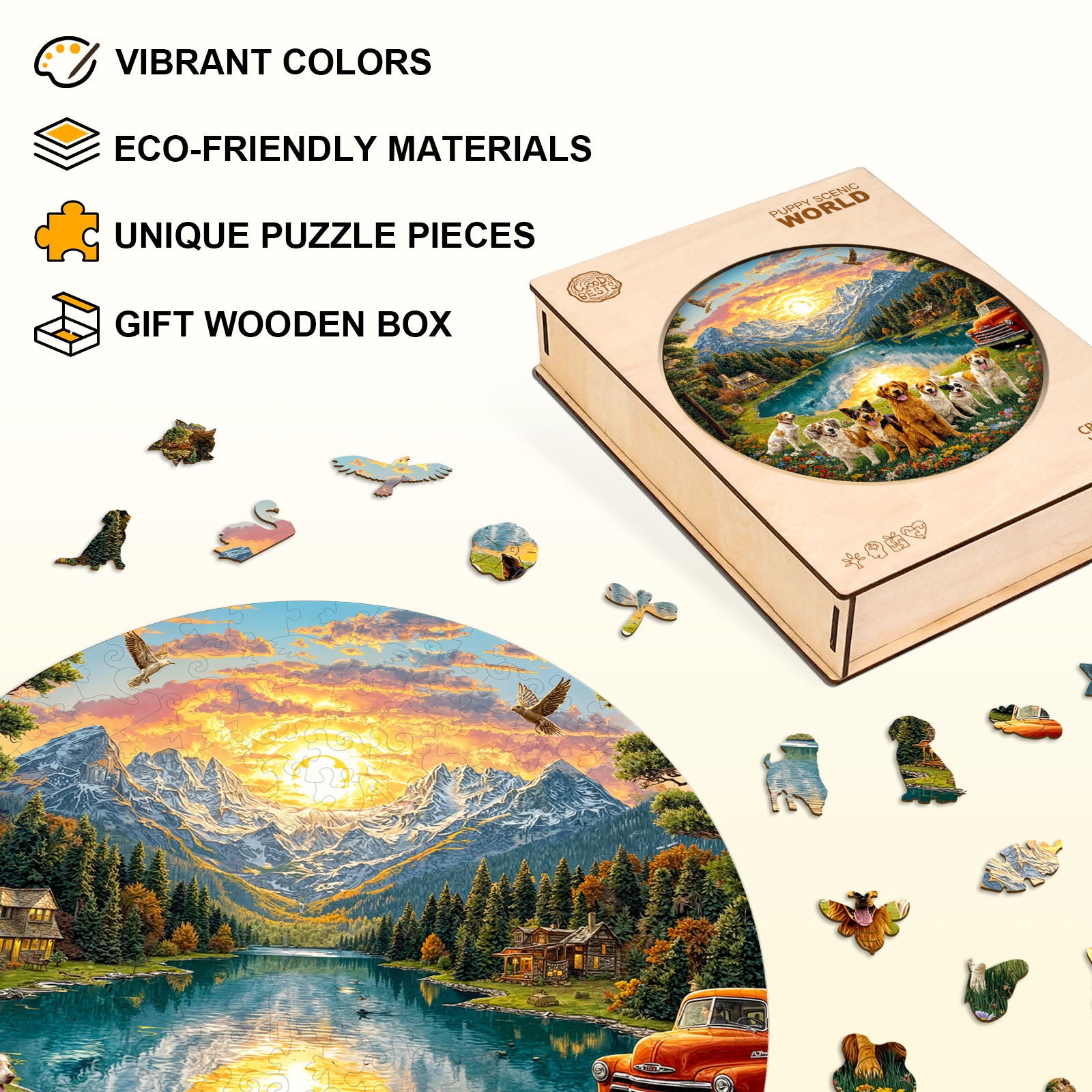 Puppy Scenic World Wooden Jigsaw Puzzle