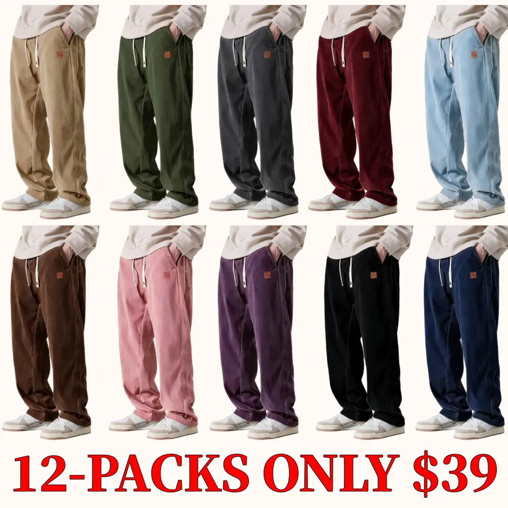 Men's corduroy straight-leg sweatpants