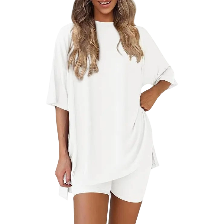 🔥Easter Sale!Women's Two Piece Lounge Set Summer Casual Oversized Shirts Biker Shorts
