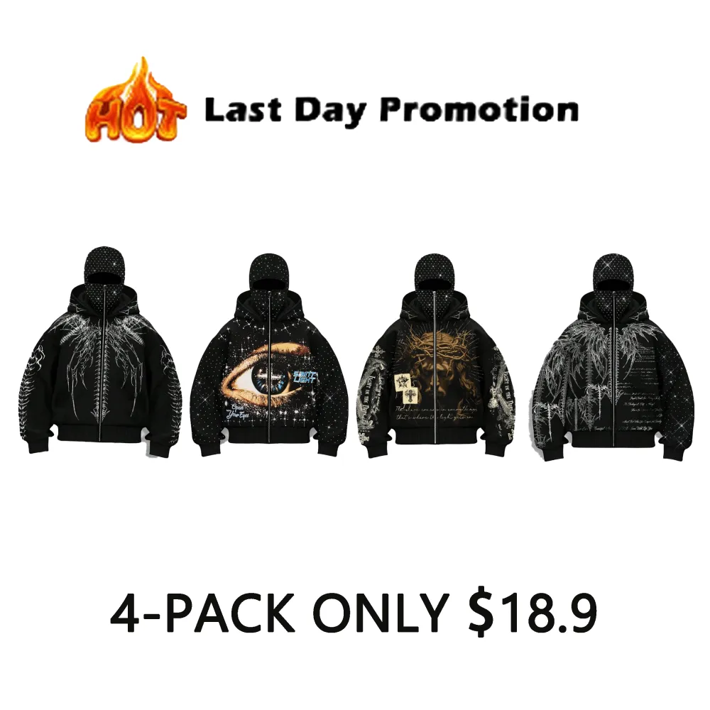 Men's Street-Style Rhinestone Windproof Warm 2-in-Hoodie w/Pockets & Zipper (Fall Winter)