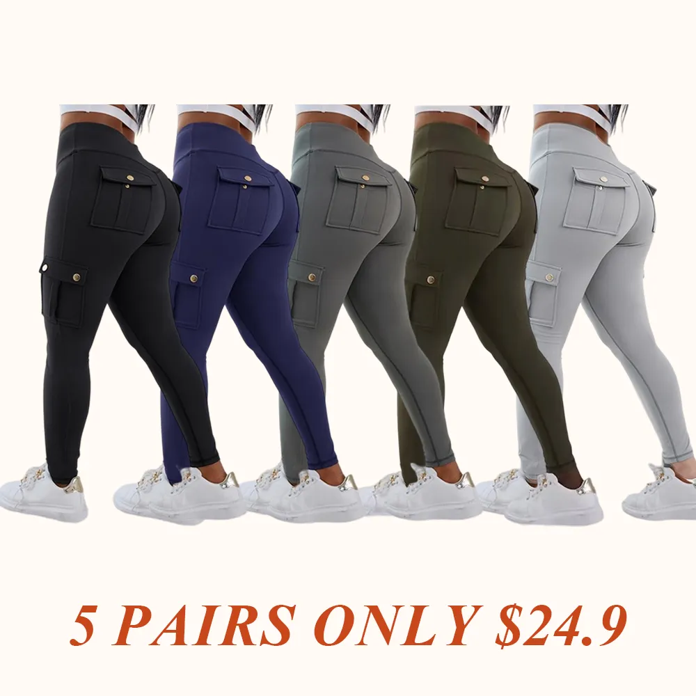 Womens Butt Lifting Leggings with Flap Pockets High