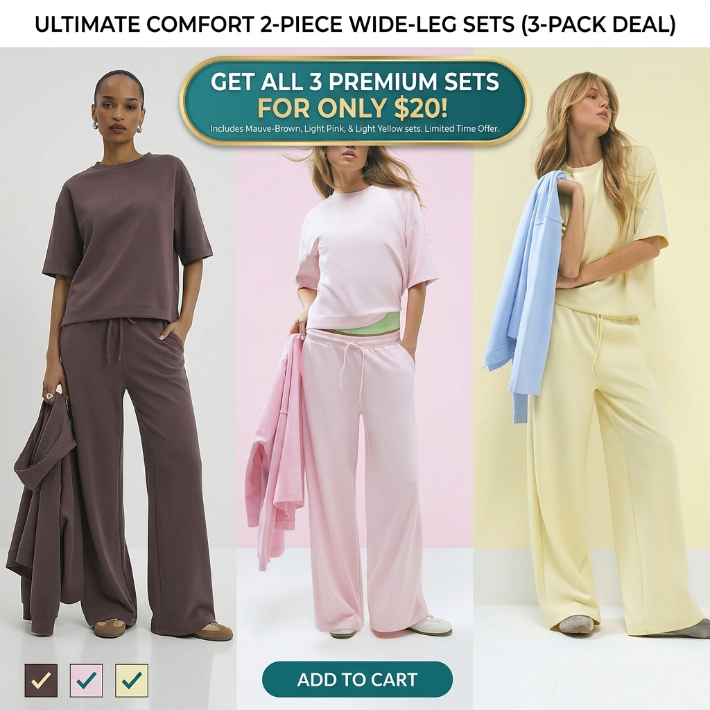 Premium Women's 2-Piece Lounge Set: Ultra-Soft Oversized Tee & Wide-Leg Pants Bundle