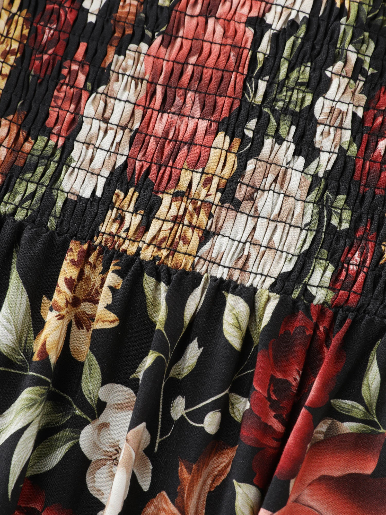 Blooming Florals Shirred Pockets Maxi Dress