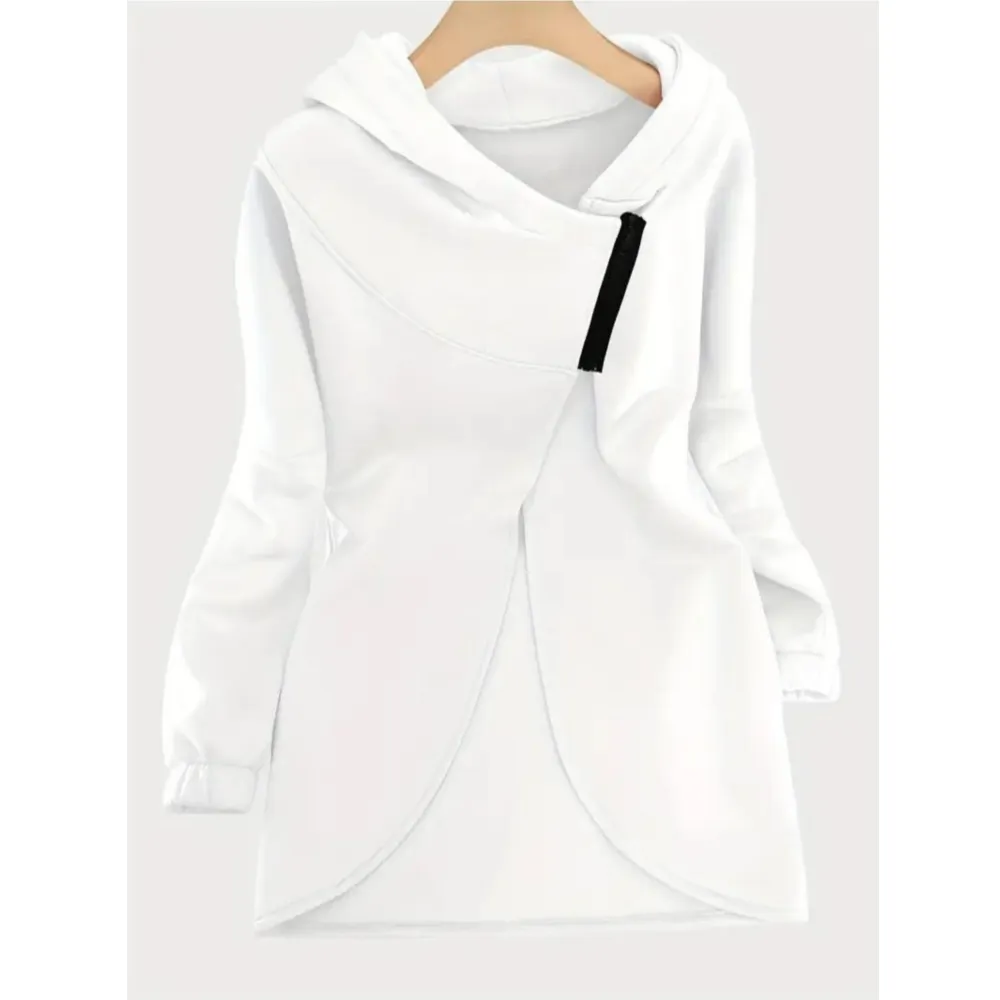 Women's Fleece Hoodie with Stylish Asymmetrical Hemline