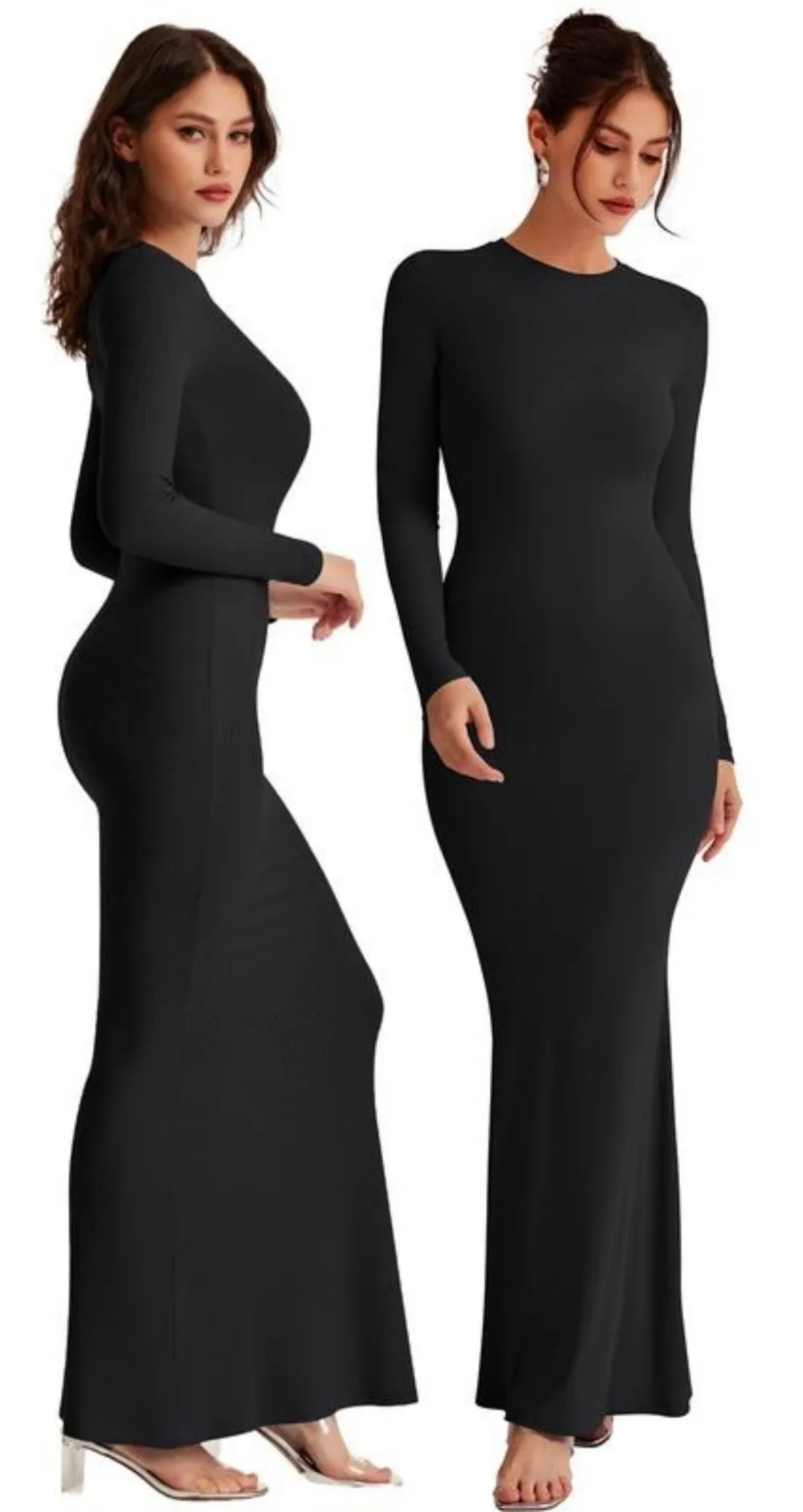 Women's Sexy Round Neck Mermaid Hem Long Home Dress