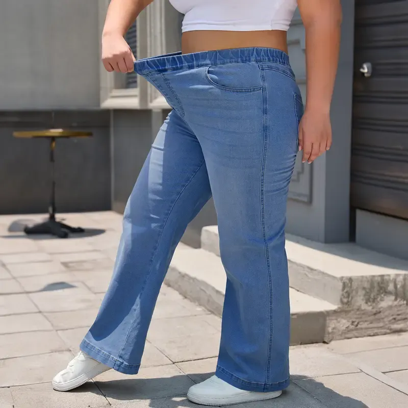 Plus Size Straight-Leg High-Waisted Stretch Jeans for Women