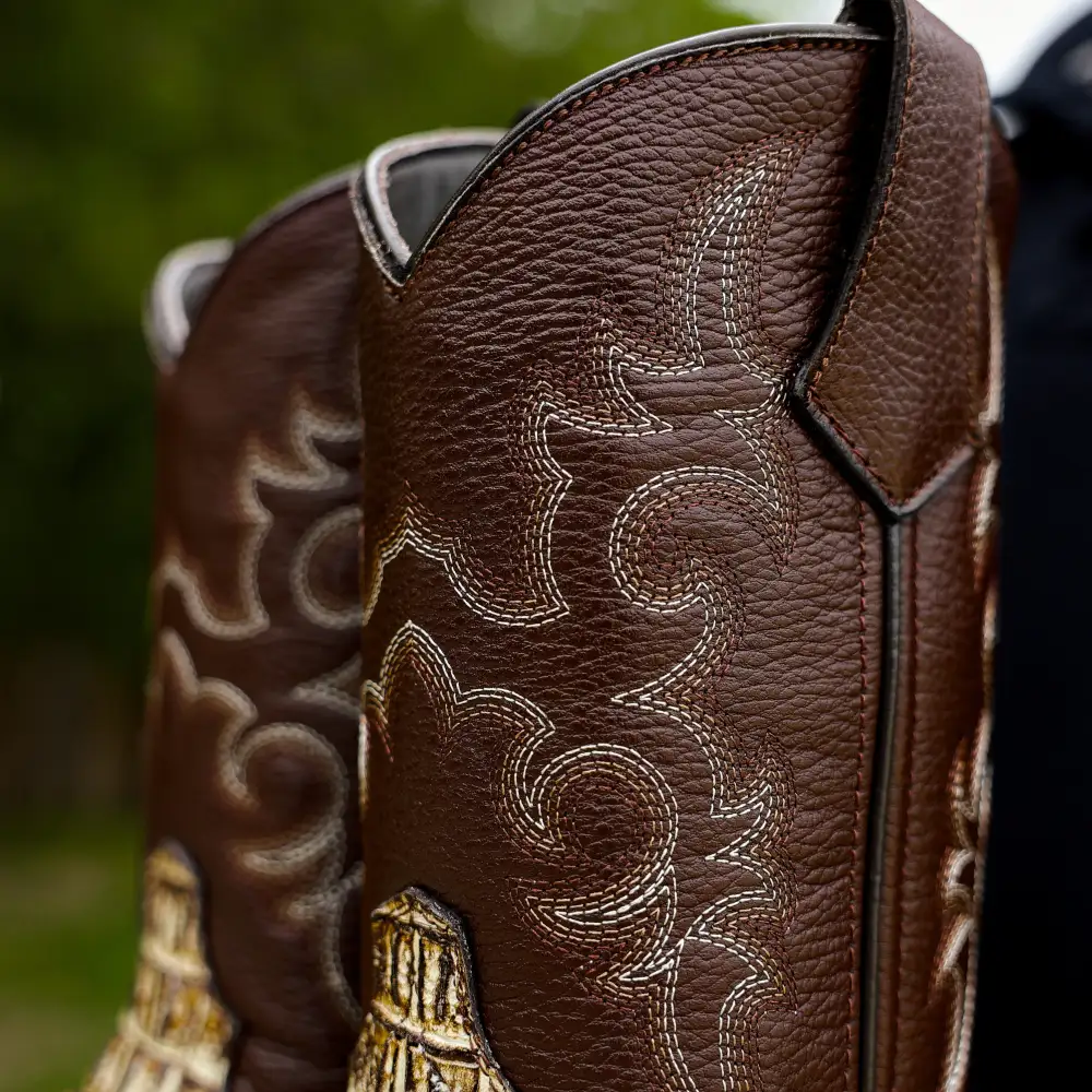 Bone Desert Caiman Neck Leather Boots With 3D Lightweight Sole - Composite Toe