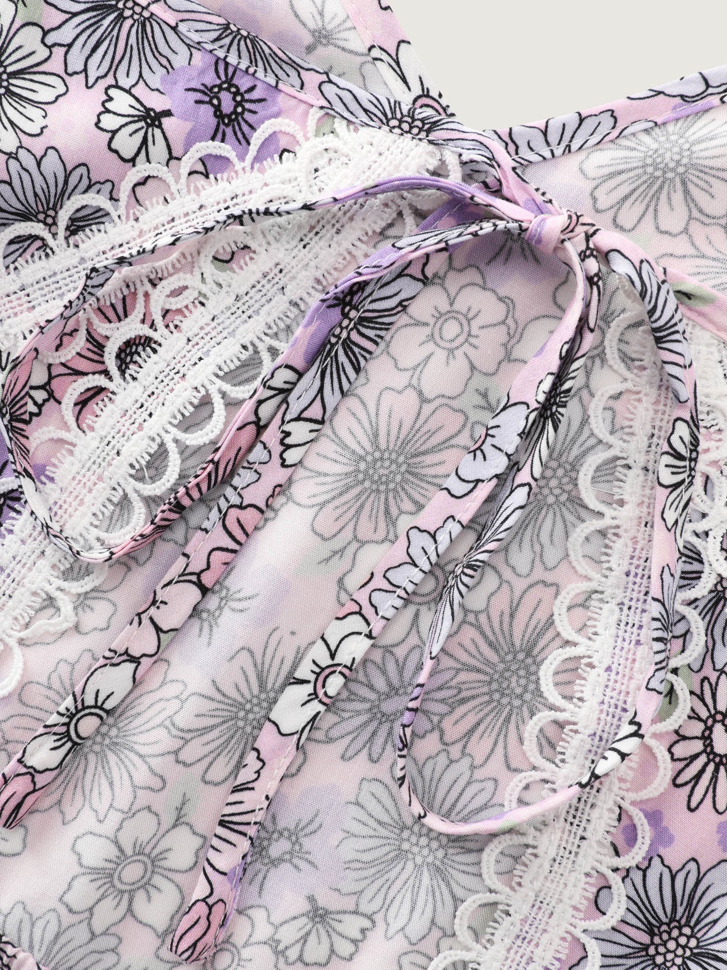 Supersoft Delicate Floral Lace Trim Mini Dress