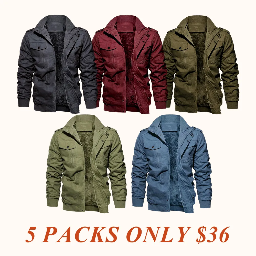 Men's Regular Fit Solid Pocket Zipper Thermal Lined Jacket