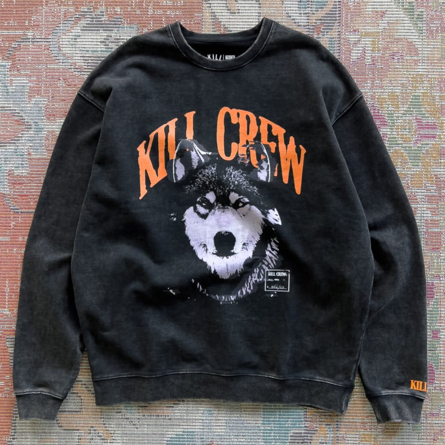 OVERSIZED HEAVYWEIGHT ROGUE WOLF CREW NECK - BLACK