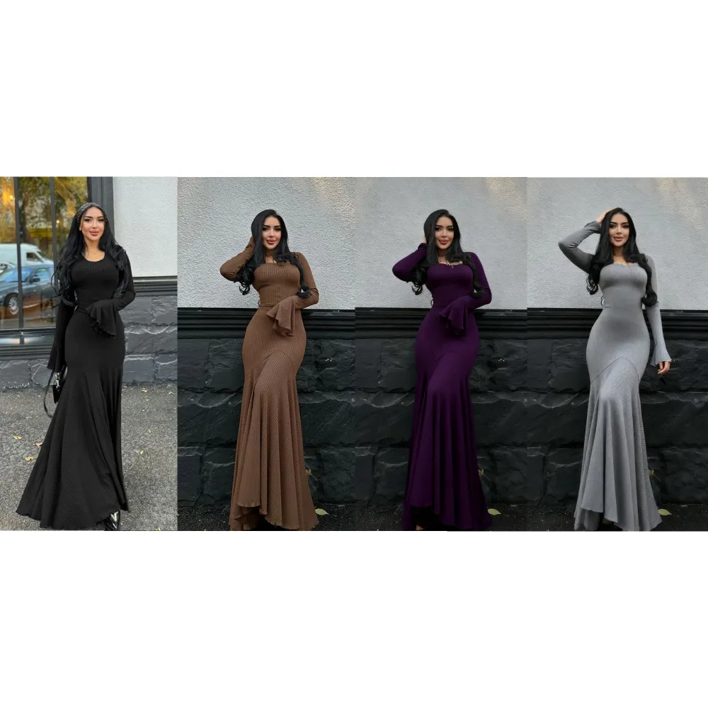 Women's Plain Lace Up Flounce Sleeve Dress