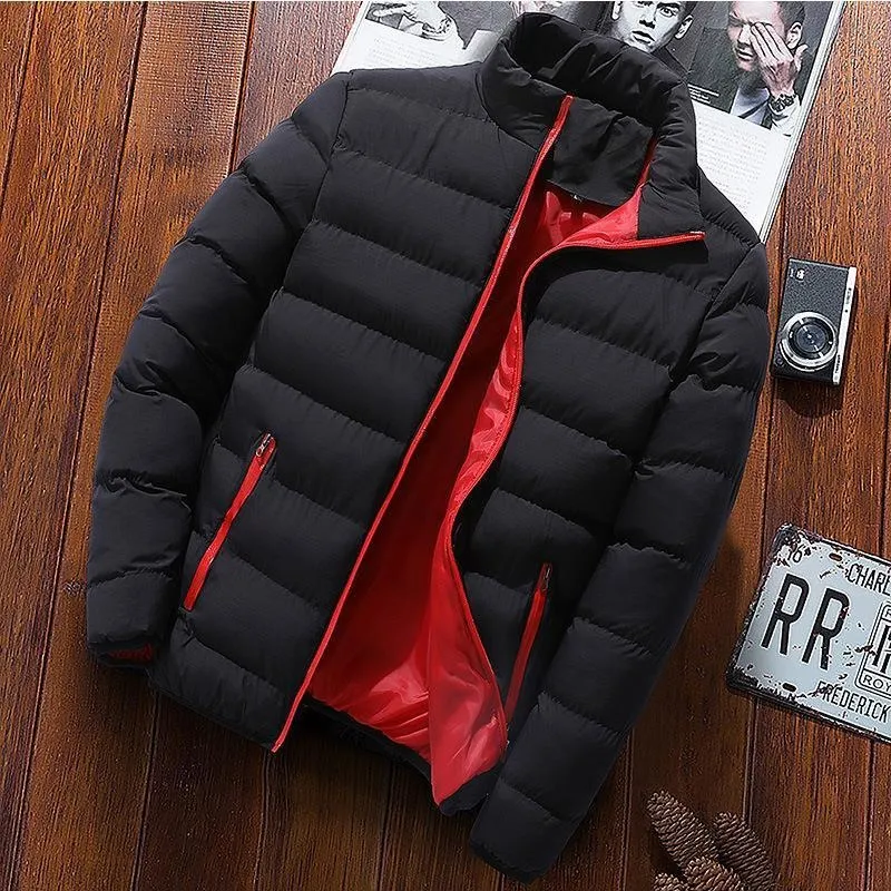Autumn Winter Thickened Sports Cotton Jacket Men Stand Collar Cardigan Outdoor Cotton Coat