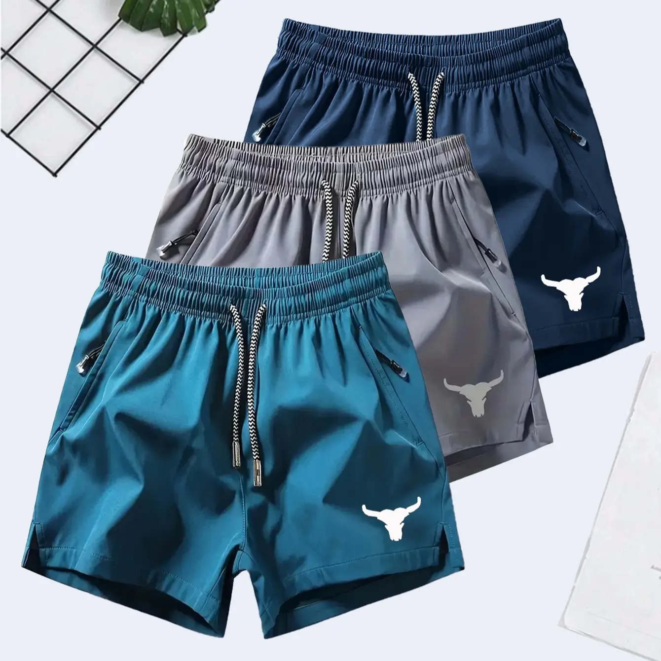 Unisex Lightweight Gym Shorts – Bull Head Graphic Training Shorts