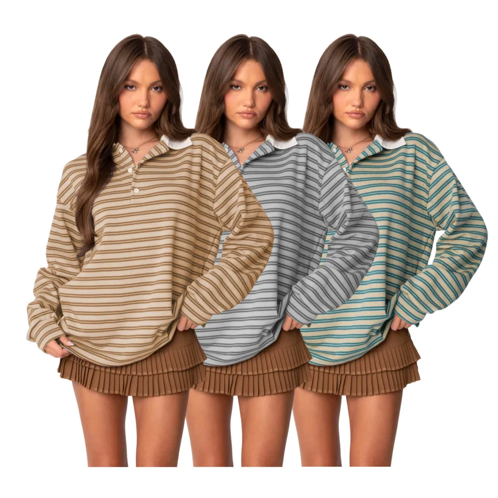 Stripey Oversized Collared Shirt