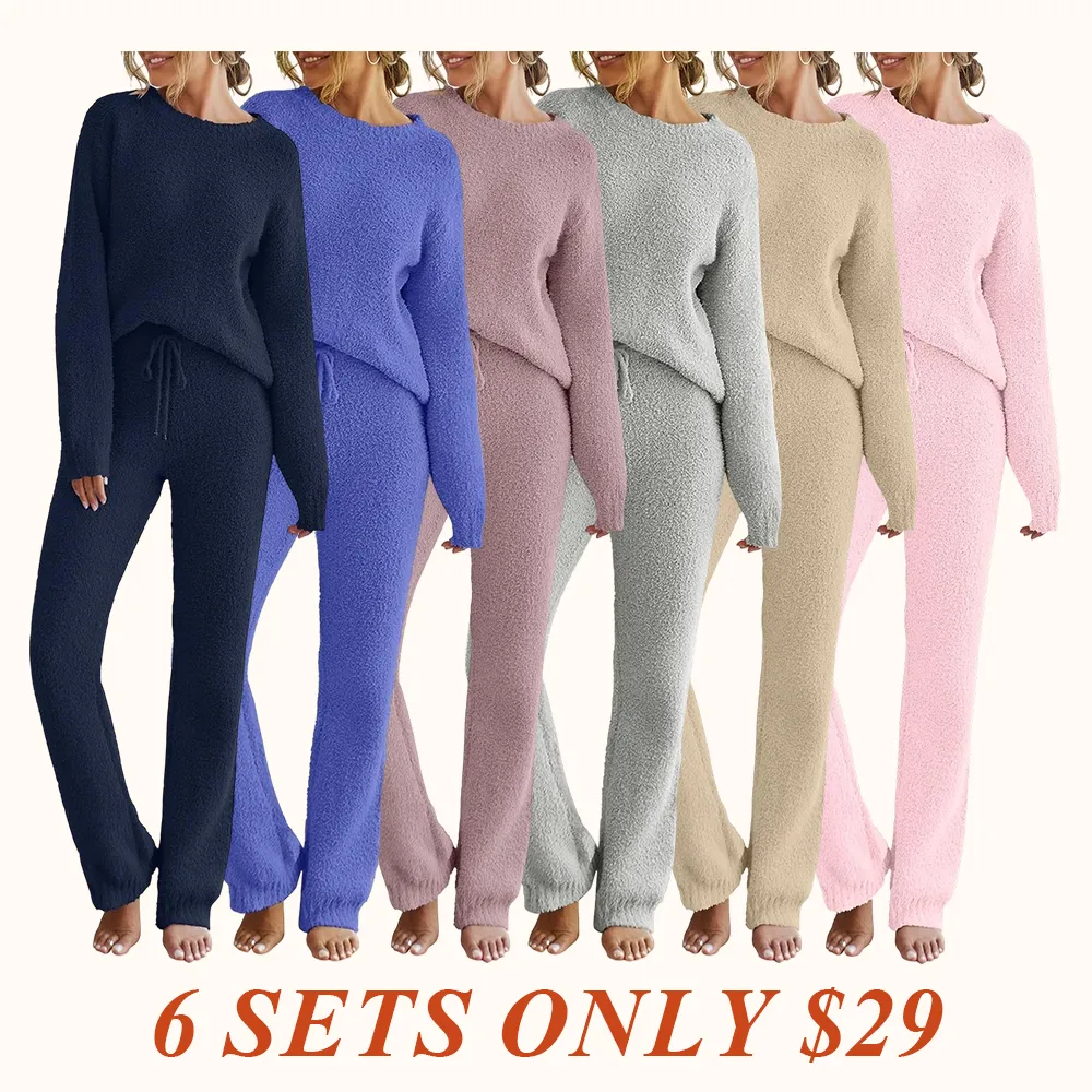 Womens Pajama Sets 2025 Fall Lounge Sweater Set