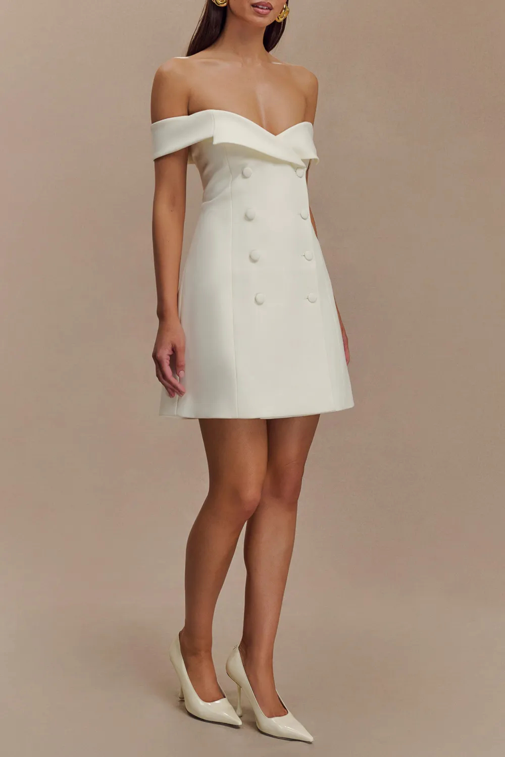 Off Shoulder Suiting Mini Dress