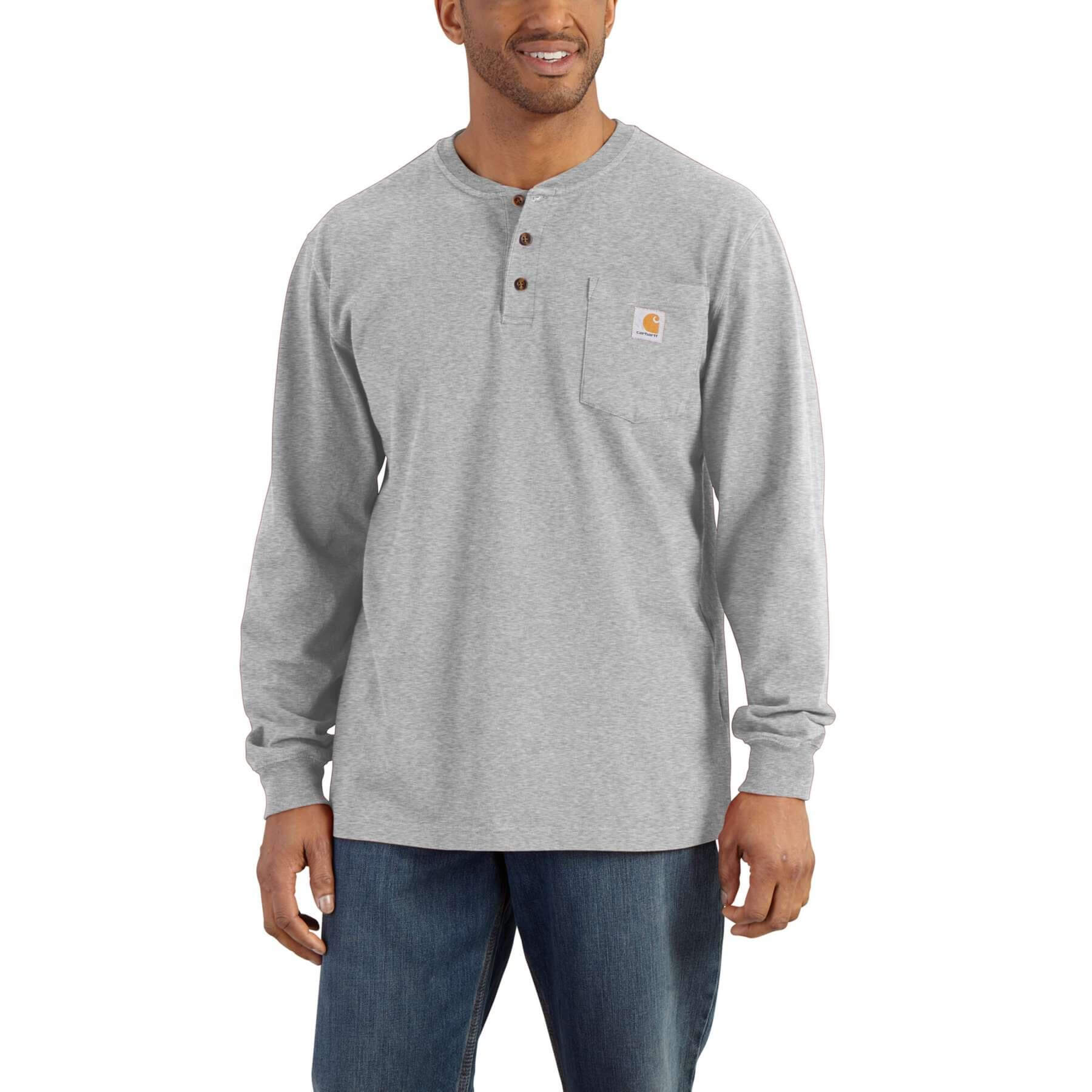 CHT Loose Fit Heavyweight Long-Sleeve Pocket Henley T-Shirt K128