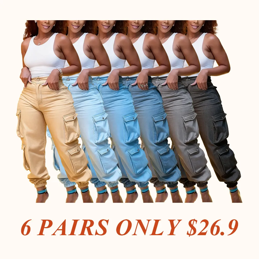 Women's stretch jeans high waisted work pants