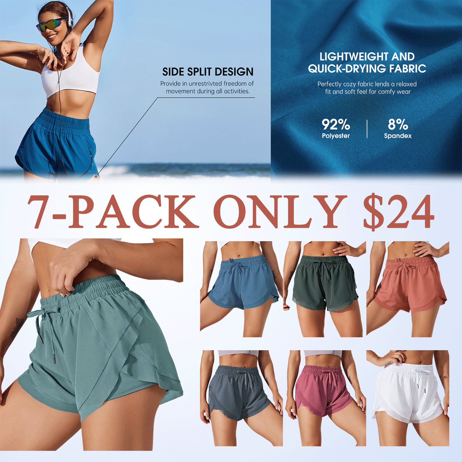 Women’s 2-in-1 Mesh Active Shorts – Flowy Overlay & Adjustable Drawstring