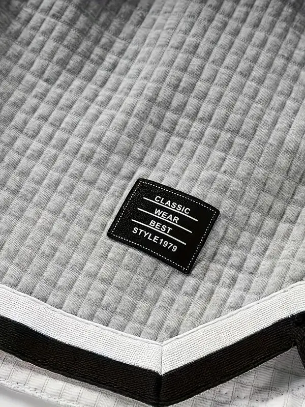 Plus Size Men's Waffle Knit Shorts - Elastic Drawstring Waist Casual Summer Shorts