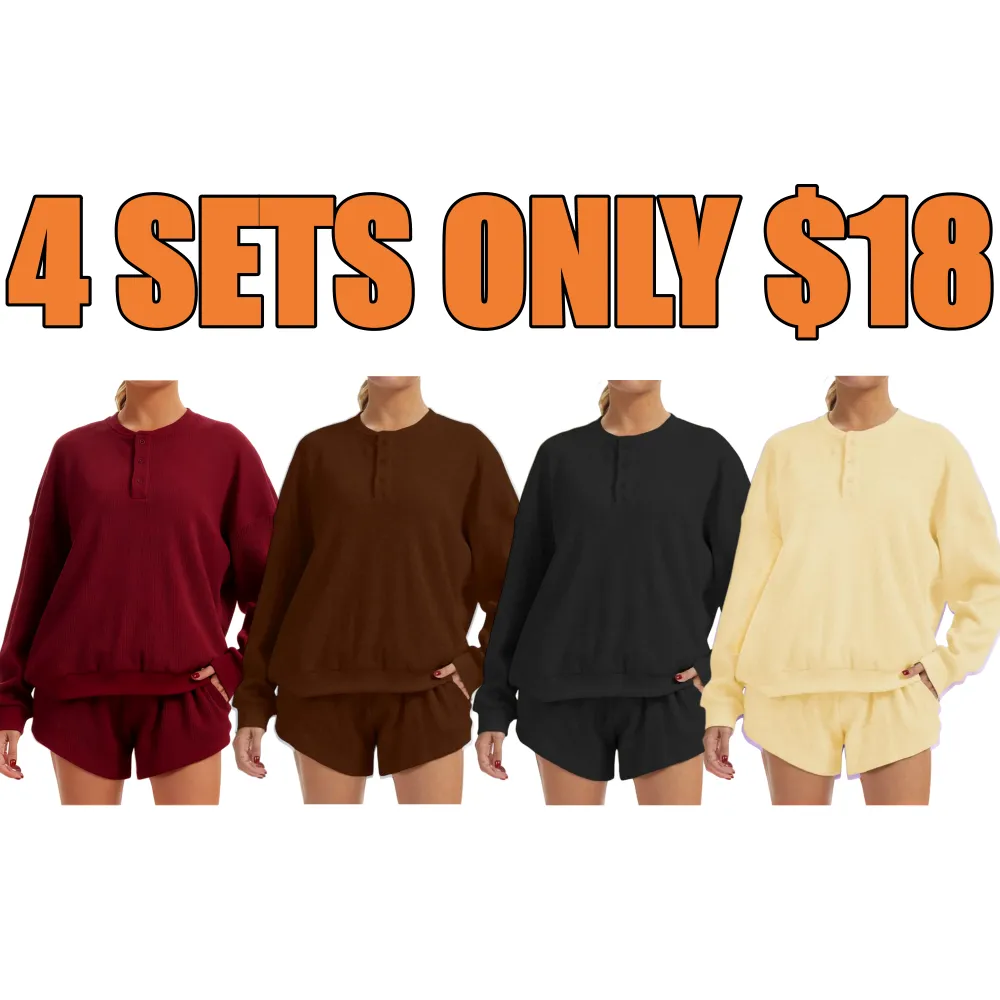 Women's Oversized Waffle Knit Lounge Set