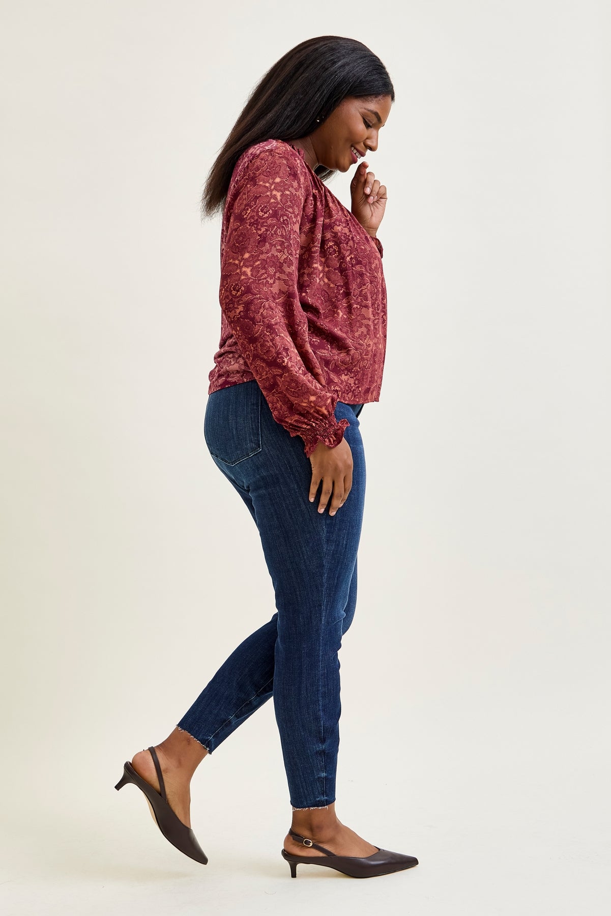 Kinsley Edgy Mid Rise Skinnies with a Raw Twist - PLUS