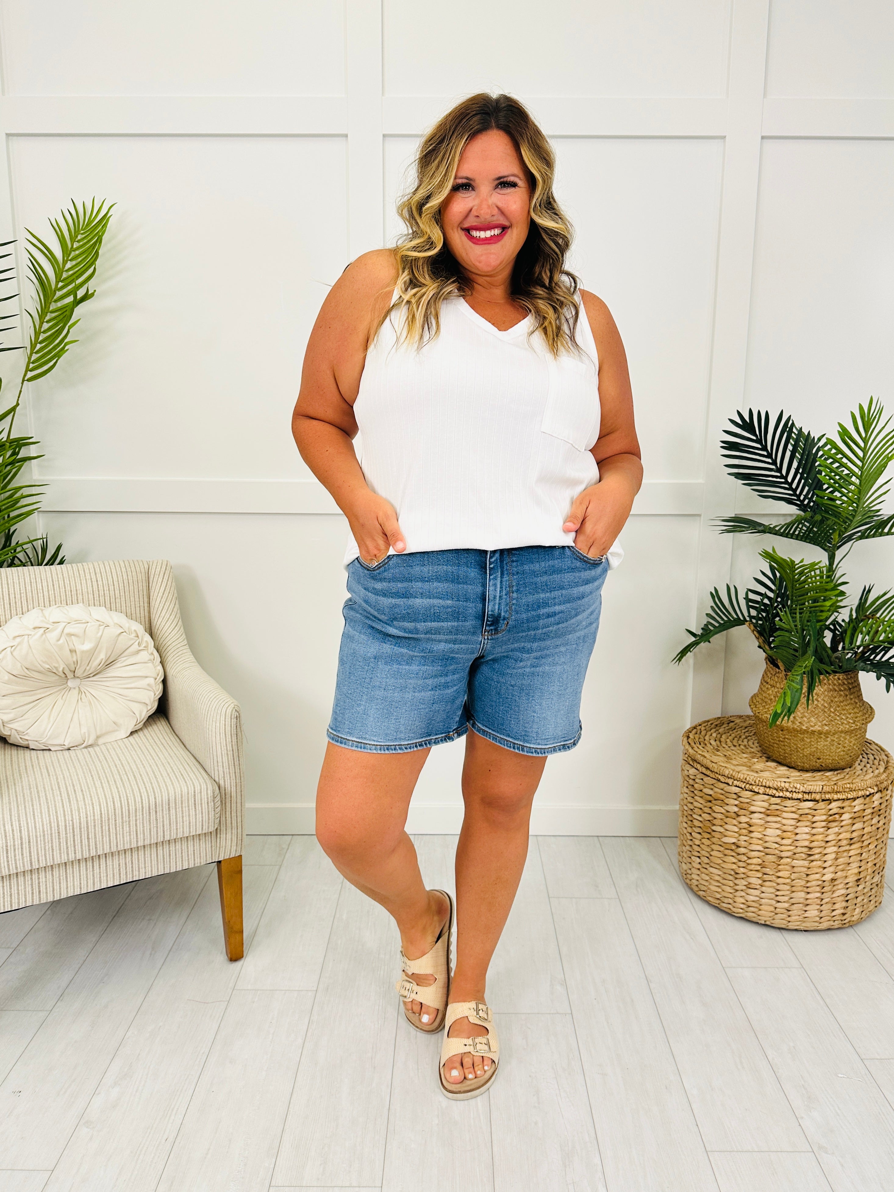 Judy Blue Twice As Nice Double Button Dad Shorts