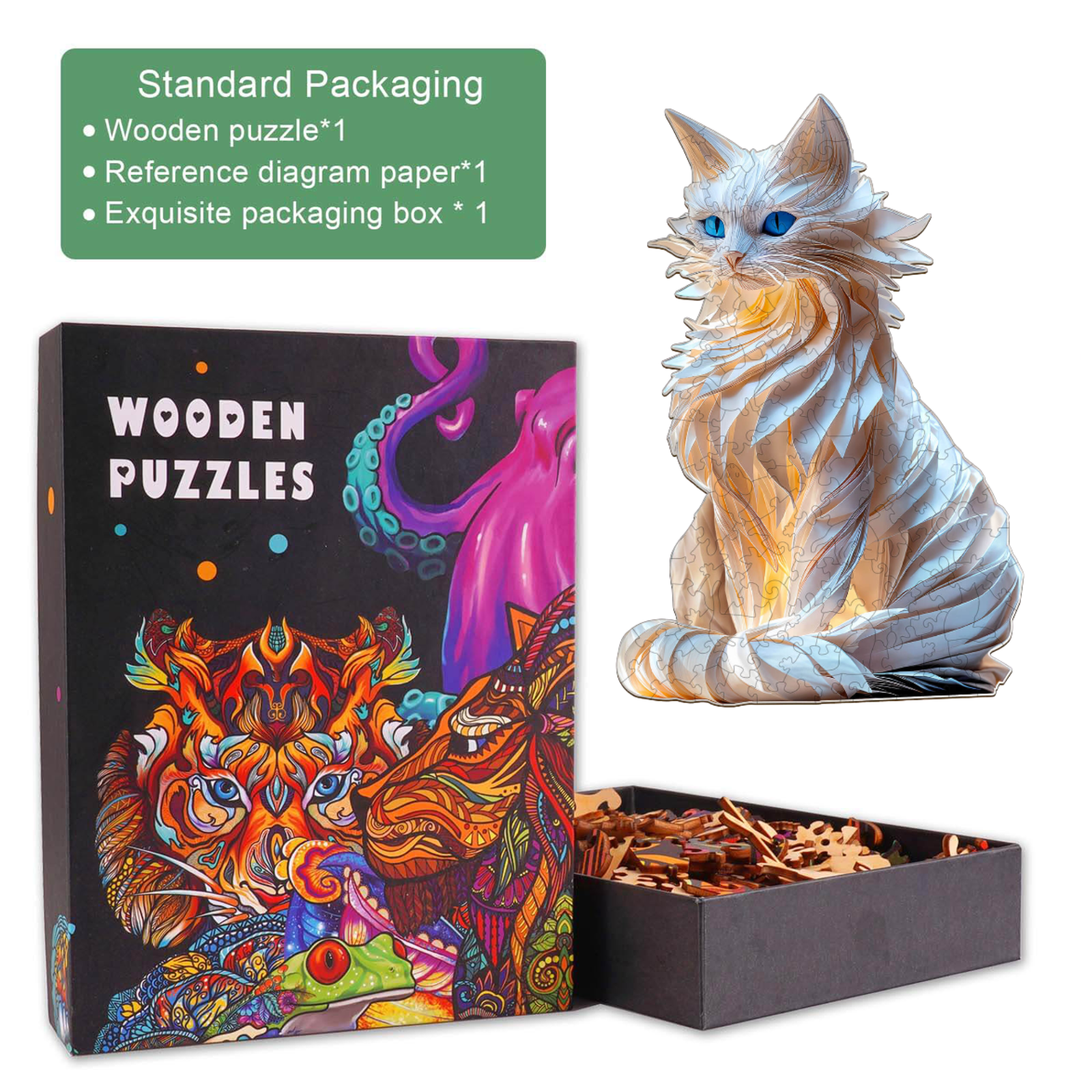 Noble cat Wooden Jigsaw Puzzle
