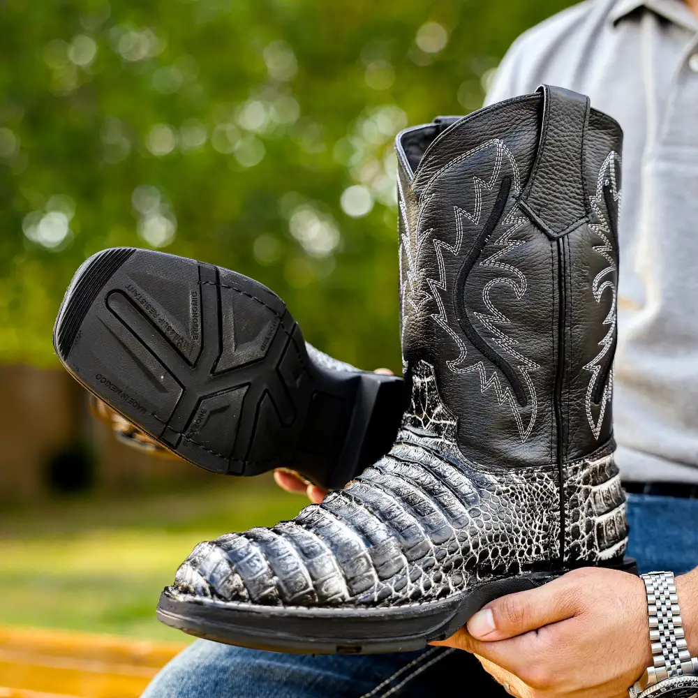 Desert Caiman Belly Leather Boots With 3D Lightweight Sole - Composite Toe