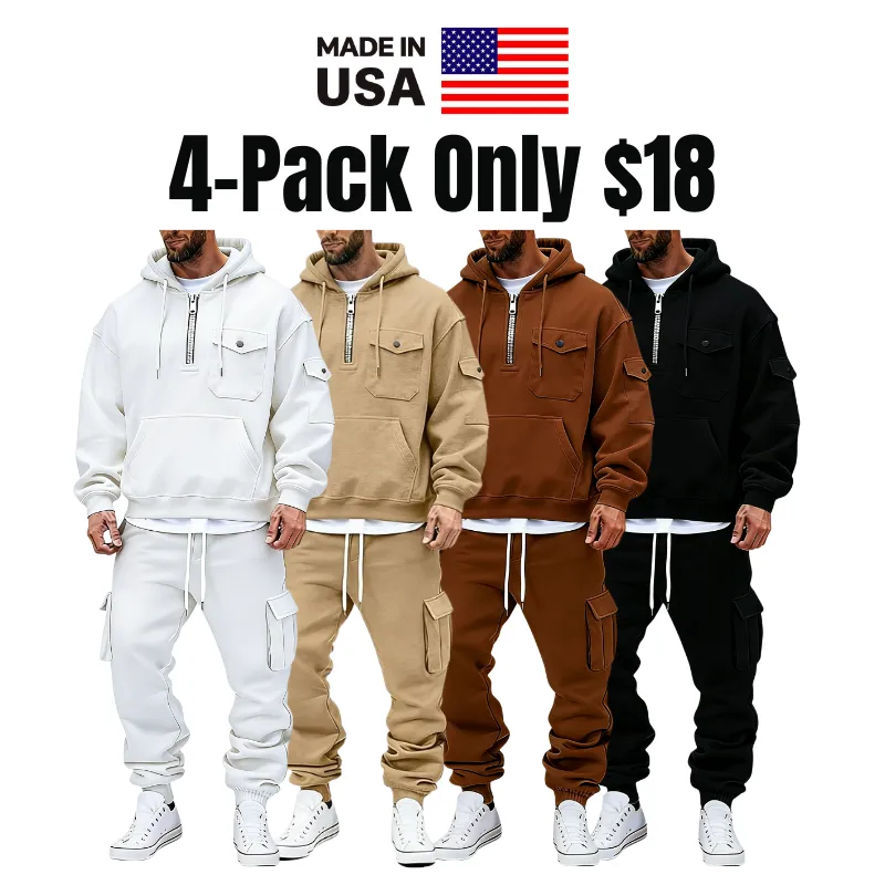 Cargo Two Piece Men's Hoodie Tracksuit Hoodie & Pants Set