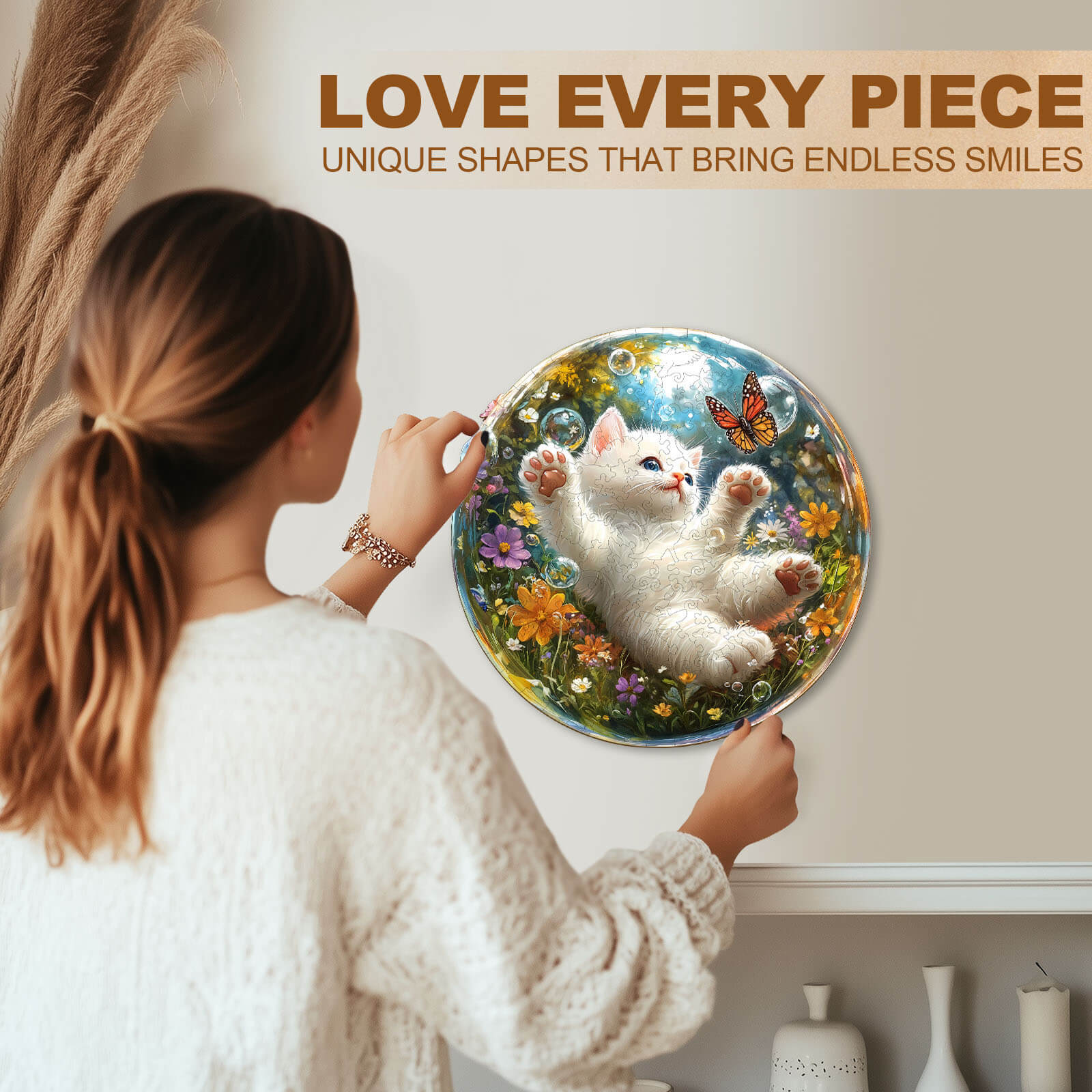 Bubble Cat-1 Wooden Jigsaw Puzzle