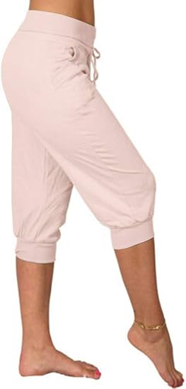 Women's Plain Drawstring Waist Capris Pants, Casual Pocket Trousers for Daily Wear
