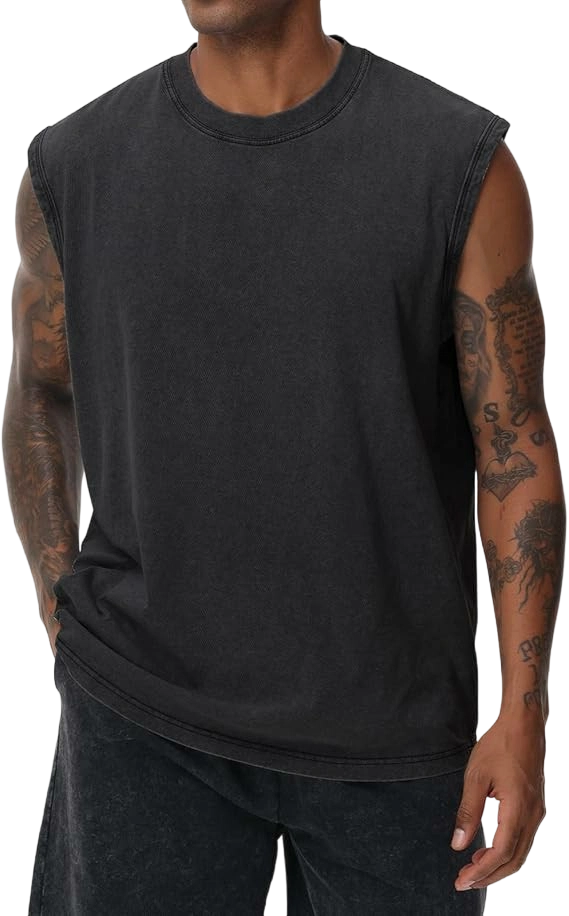 Unisex Cotton Workout Tank Tops Sleeveless Acid Wash Tshirts