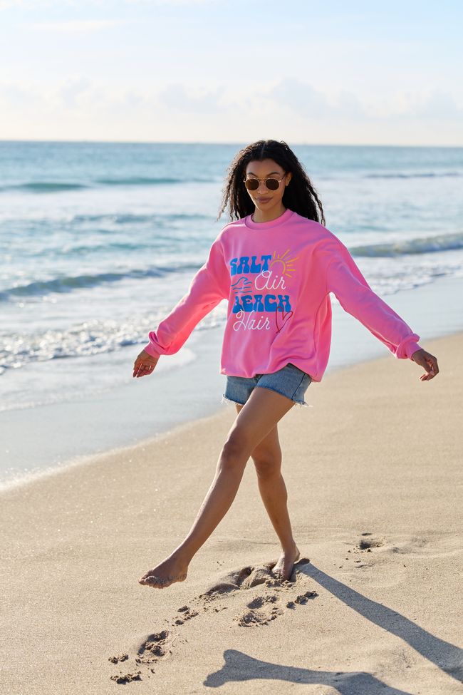 Salt Air Beach Hair Pink Graphic Sweatshirt