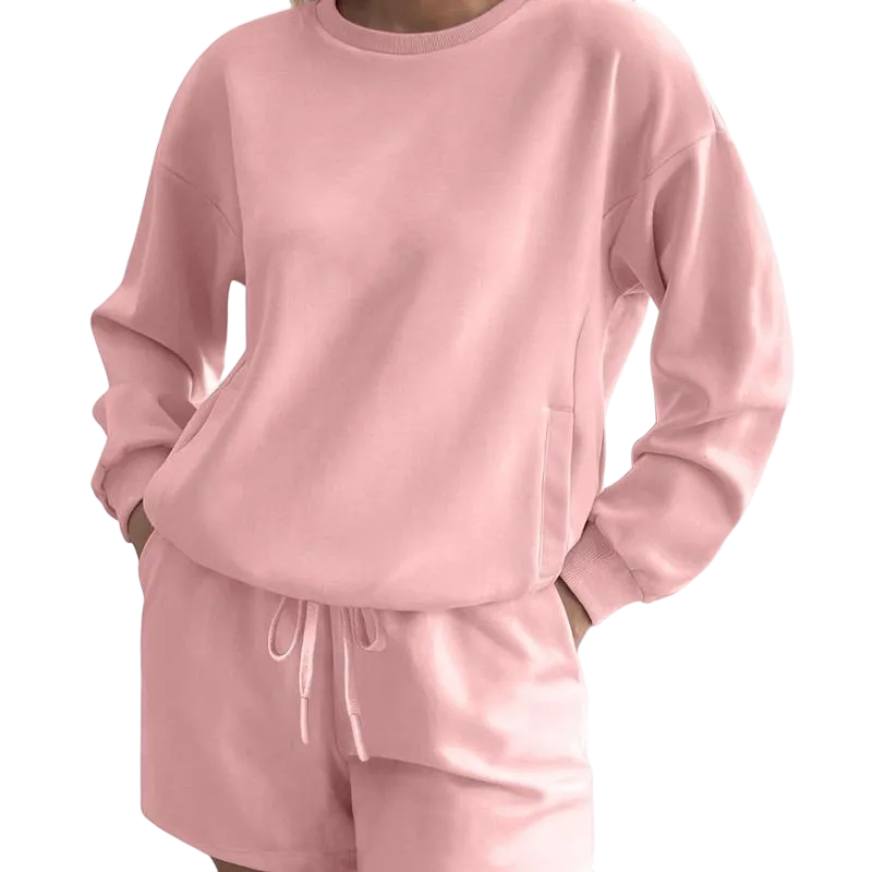 Women's Sporty Round Neck Tracksuit Set