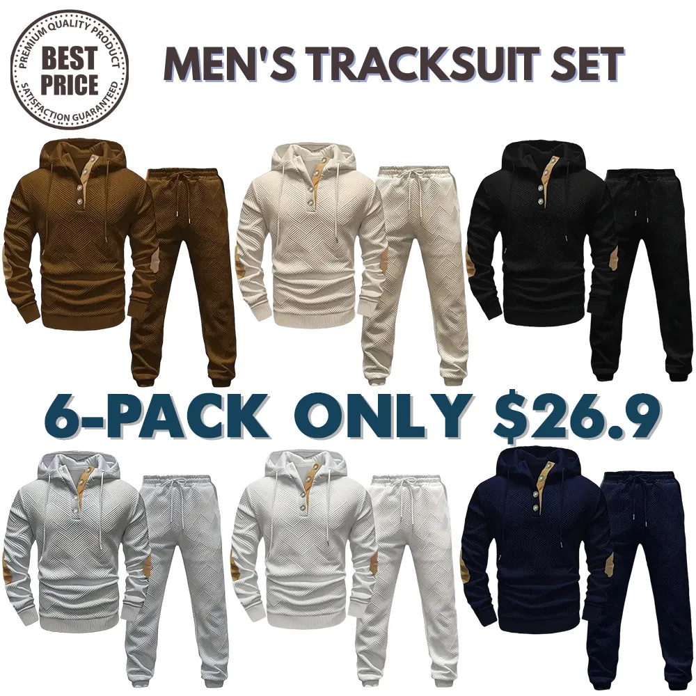Men's knit jacquard sweatshirt and pants two-piece set