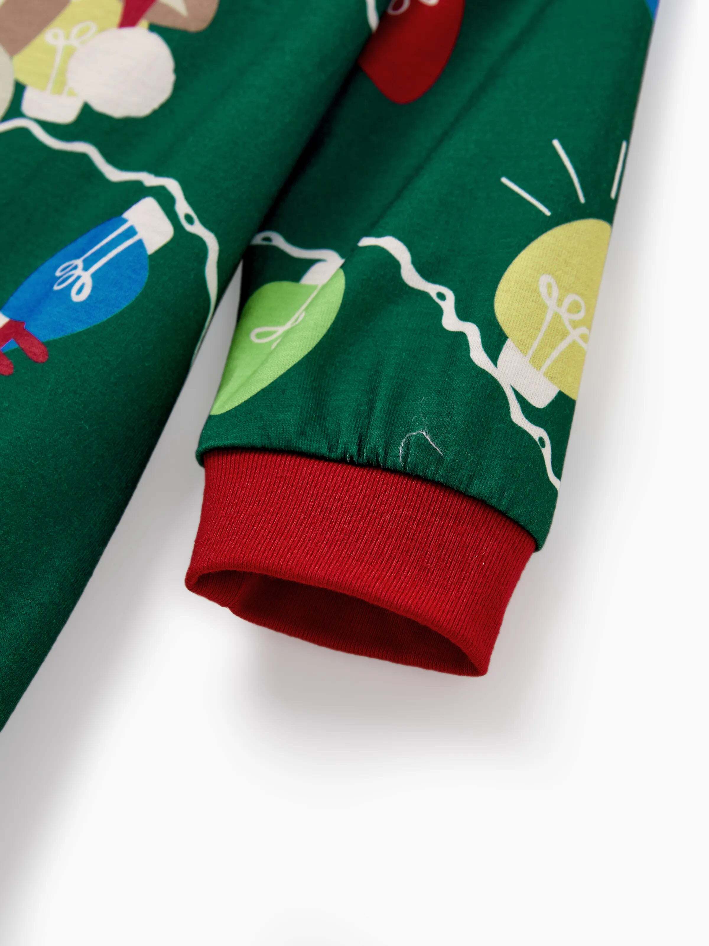 Christmas Matching Family Pajamas Set Reindeer Green Print PJS with Christmas Socks Green