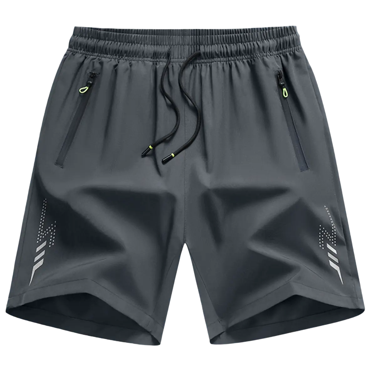 Men’s Casual Shorts — Zipper Pockets, Stretch Fabric, Lightning Stripes, Vertical Ribbed Details, Preppy Fitness Style, Perfect for Spring/Summer