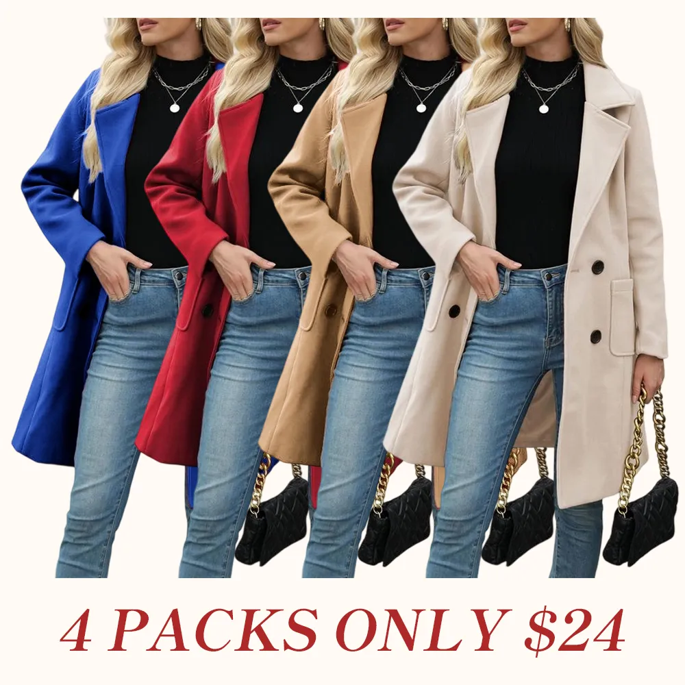 Women Winter Wool Blend Camel Mid-Long Coat